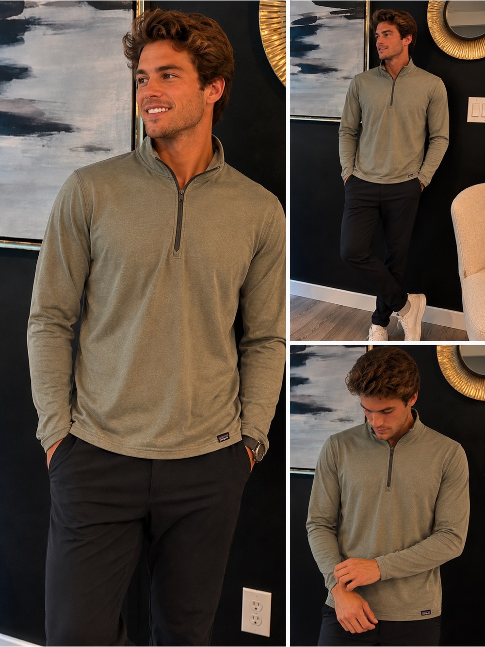Patagonia Capilene Midweight 1/4 Zip Pullover Men’s Medium Gray Performance Base